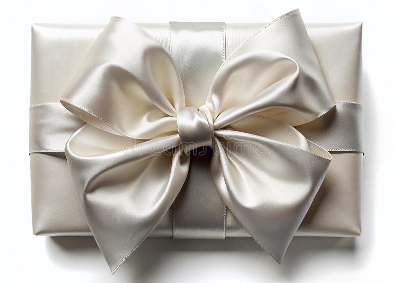 Un cadou excelent de satin alb Bow Un Element de Ambalaj de Lux Atemporal pentru ocazii elegante royalty free illustration