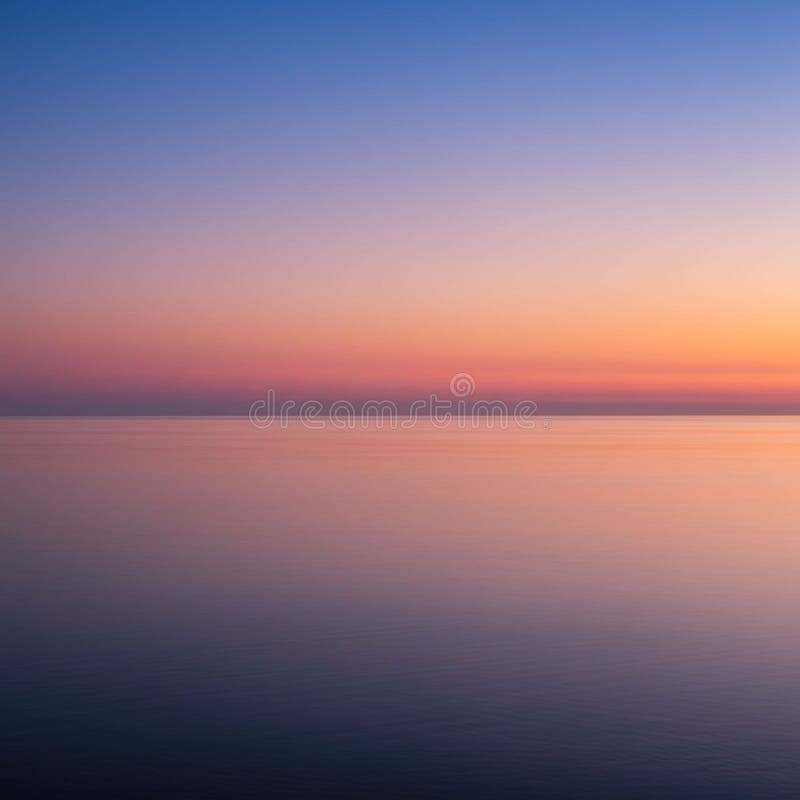 Un calice tranquillo al tramonto con un orizzonte senza saldatura. Il cielo passa senza difficoltà illustrazione di stock