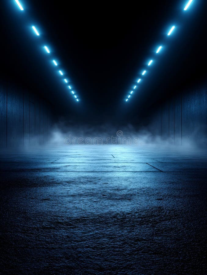 Un Callejón Oscuro con Luces de Neón. Misterioso, urbano, oscuro, atmosférico y futurista. Simboliza soledad, tecnología y esperan libre illustration