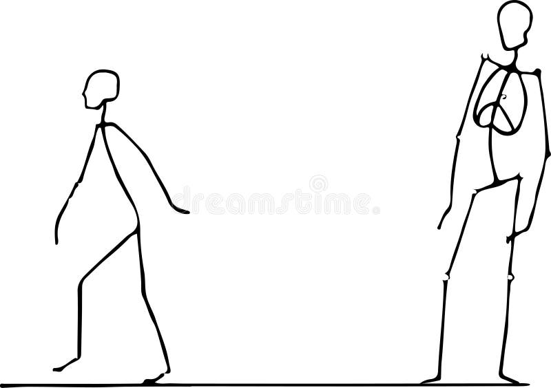 Un caractère dessiné avec une ligne simple promenades de crayon illustration libre de droits Un caractère dessiné avec une ligne simple promenades de crayon illustration libre de droits