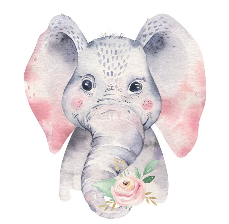 Un cartel con un elefante del bebé Ejemplo animal tropical del elefante de la historieta de la acuarela Impresión exótica del ver libre illustration Un cartel con un elefante del bebé Ejemplo animal tropical del elefante de la historieta de la acuarela Impresión exótica del ver libre illustration