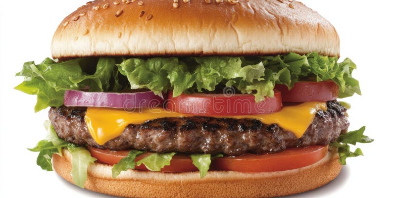 Un cheag de burger cu apă dulce, plin cu roșii cu salată proaspătă stock image