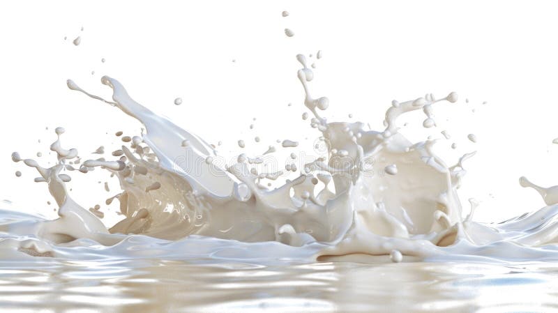 Un chorro de leche en la superficie de agua tranquila con ondas y espuma. generado por ai