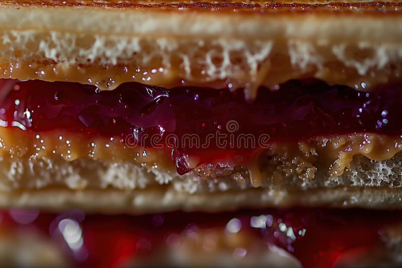 Un classico sandwich con burro di arachidi e gelatina, fatto con due fette di pane, uno strato di burro di arachidi e uno strato d illustrazione di stock