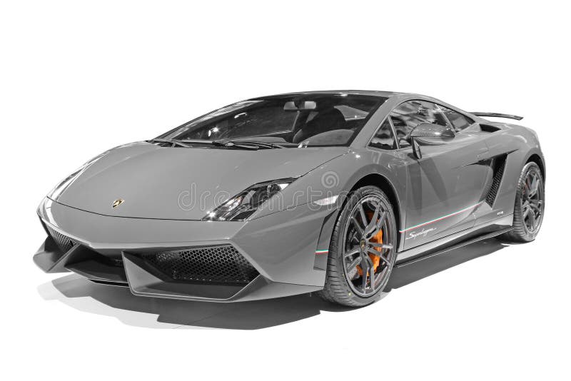 A gray Lamborghini car which type is gallardo LP570-4 superleggera. A gray Lamborghini car which type is gallardo LP570-4 superleggera