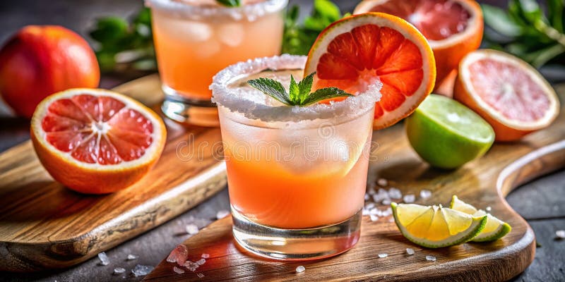 Un cocteil de paloma uimitor, un grepfrut reîmprospătat și o încântare de tequila capturate în detalii excelente macrocomandă perf vector illustration