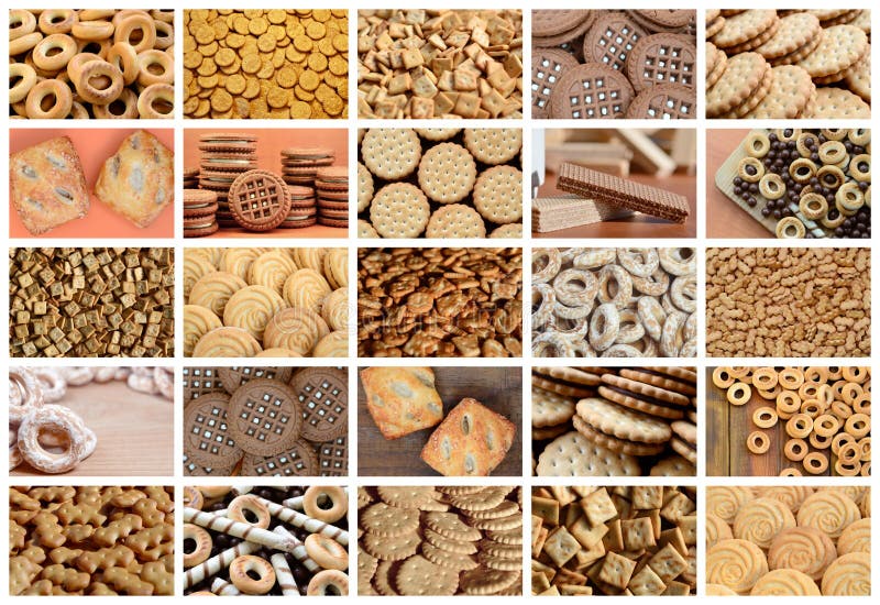 Un collage de muchas imágenes con el diverso primer de los dulces Un sistema o stock de ilustración Un collage de muchas imágenes con el diverso primer de los dulces Un sistema o stock de ilustración