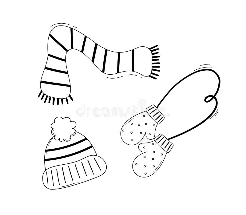 Un Conjunto De Ropa De Invierno Una Bufanda Un Sombrero Imita. Ilustración  Vectorial Con Prendas De Vestir Para Tiempo Frío Ilustración del Vector -  Ilustración de anquilosado, snowflake: 239978547