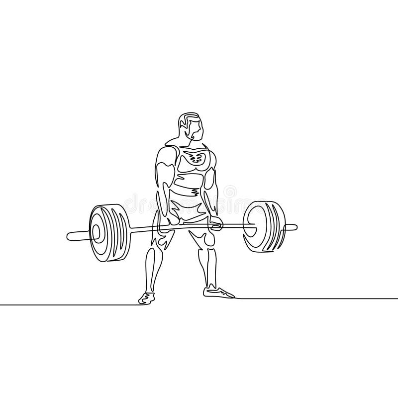 Un continuo atleta del disegno a tratteggio esegue il deadlift Powerlifting, tema di sport illustrazione di stock Un continuo atleta del disegno a tratteggio esegue il deadlift Powerlifting, tema di sport illustrazione di stock