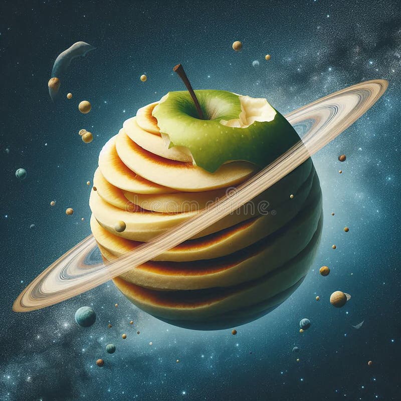 Un corpo celeste combinato con un frutto illustrazione vettoriale