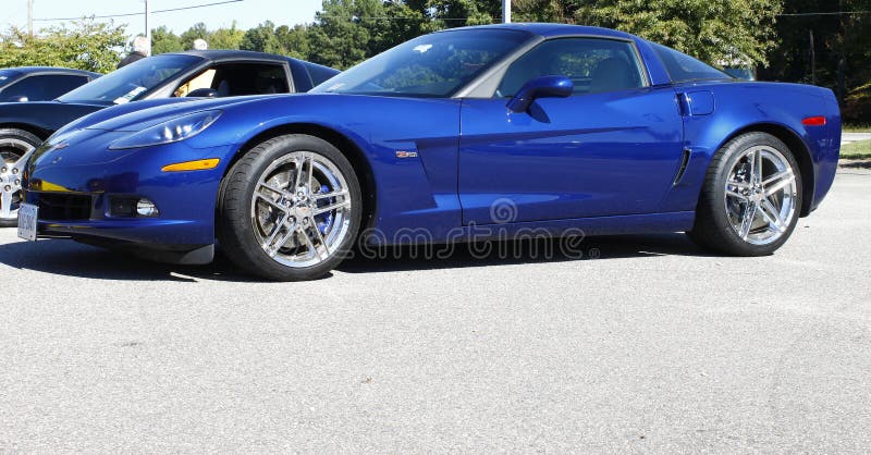 GLOUCESTER, VA- OCTOBER 13:A Blue Corvette ZS1 at the Ken Houtz Chevrolet Buick, Camaro VS Corvette Humane Society car show and food drive in Gloucester, Virginia on October 13, 2012. GLOUCESTER, VA- OCTOBER 13:A Blue Corvette ZS1 at the Ken Houtz Chevrolet Buick, Camaro VS Corvette Humane Society car show and food drive in Gloucester, Virginia on October 13, 2012