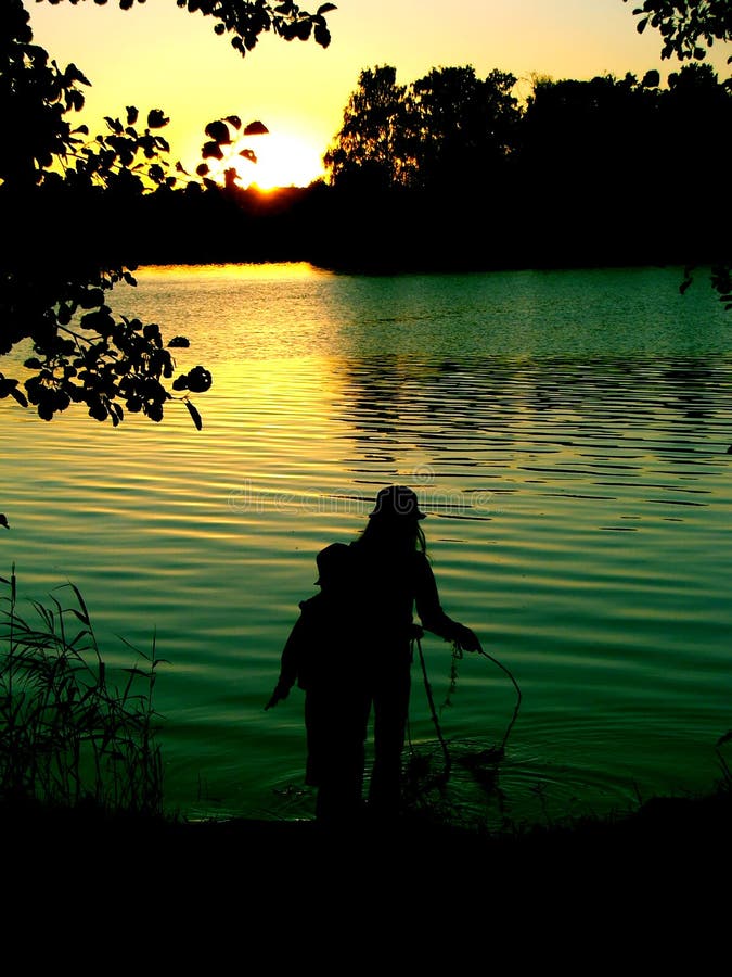 Gold evening view by the lake. Gold evening view by the lake