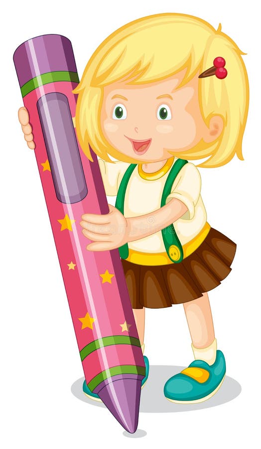 Un crayon de fixation de fille illustration libre de droits Un crayon de fixation de fille illustration libre de droits
