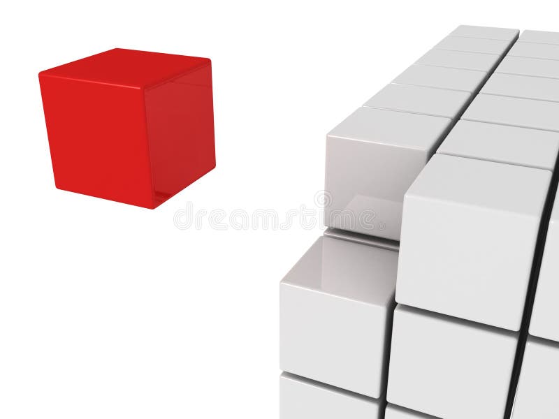 Un cubo rojo del unicue del concepto de la individualidad libre illustration Un cubo rojo del unicue del concepto de la individualidad libre illustration