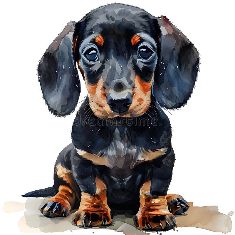 Un cucciolo di Dachshund con grandi occhi espressivi che incarnano innocenza e calore immortalati in una bellissima immagine di ac illustrazione di stock