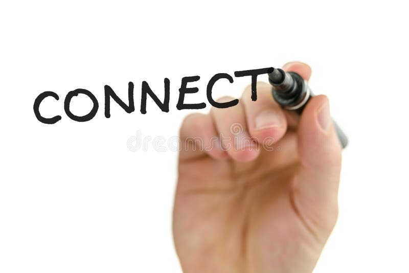 Un cuvânt de scriere de mână masculin conectat la o placă albă virtuală stock photography