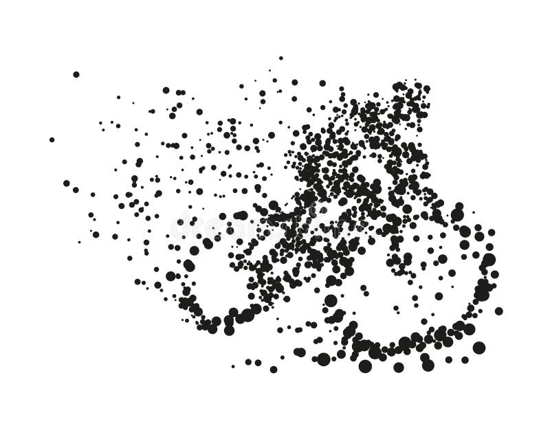 Un cycliste monte une silhouette divergente de particules de bicyclette illustration stock Un cycliste monte une silhouette divergente de particules de bicyclette illustration stock