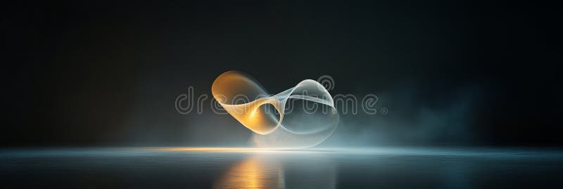 Un dans abstract fascinant, cu o panglică aurie, care se împletește printr-o formă albă, care indică un flux de energie royalty free illustration