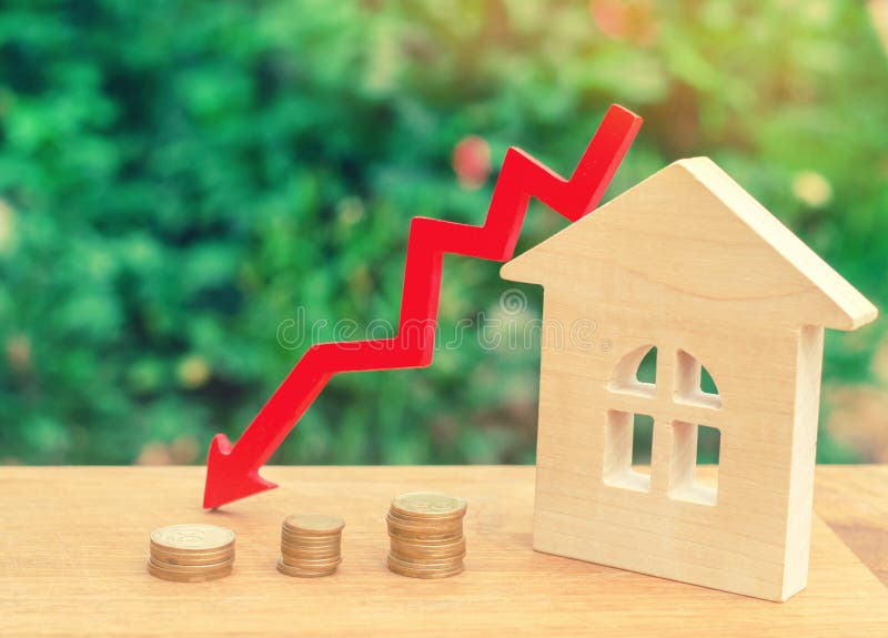 Un declino nei prezzi della proprietà concetto di spopolamento i di caduta immagine stock libera da diritti Un declino nei prezzi della proprietà concetto di spopolamento i di caduta immagine stock libera da diritti