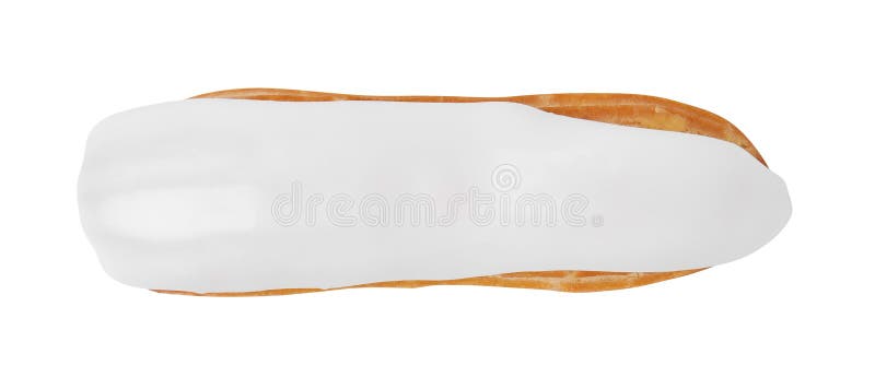 Un delicioso eclair cubierto de cristal aislado sobre la vista blanca imágenes de archivo libres de regalías