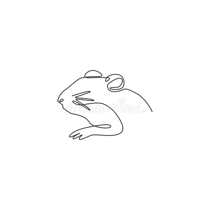 Un desen cu linie continuă al capului adorabil de hamster pentru identitatea siglei. concept de mascotă pentru animale din familia vector illustration