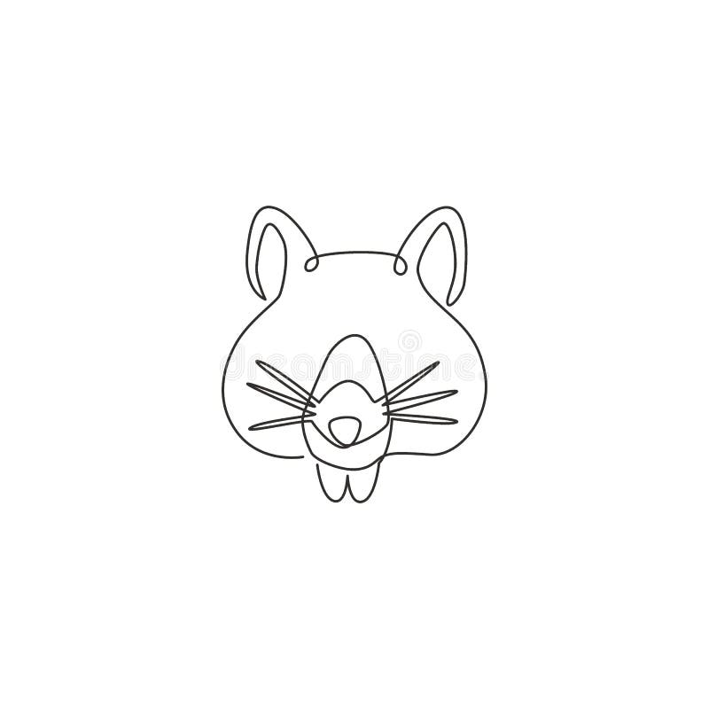 Un desen cu linie continuă al capului adorabil de hamster pentru identitatea siglei. concept de mascotă pentru animale din familia royalty free illustration