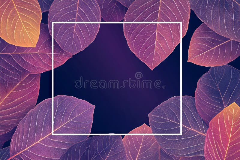 Un design abstract intens al frunzelor colorate pe o pânză întunecată stock photo