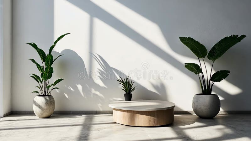 Un design épuré d'un balcon minimaliste avec une petite table basse et des plantes en pot. banque de vidéos