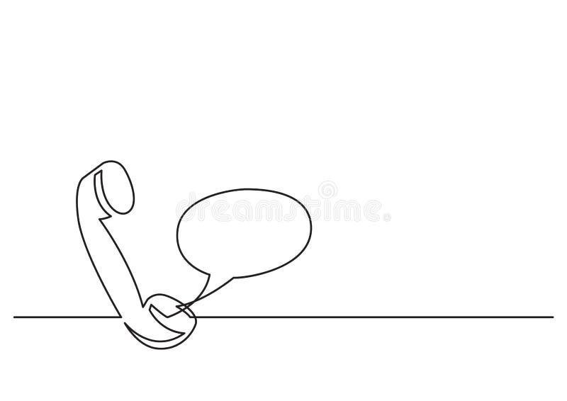 Un dibujo lineal del objeto aislado del vector - receptor del teléfono y burbuja del discurso
