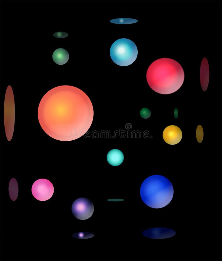 Un Diseño Gráfico De Un Fondo Negro Con Las Bolas 3D De Diversos Tamaños Y Colores En Un Fondo Negro Las Bolas Tienen Una Reflexi Stock de ilustración - Ilustración de fondo, Un Diseño Gráfico De Un Fondo Negro Con Las Bolas 3D De Diversos Tamaños Y Colores En Un Fondo Negro Las Bolas Tienen Una Reflexi Stock de ilustración - Ilustración de fondo,