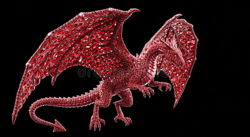 Un drago rosso progettato in modo intricato con aspetto gemello. le ali del corpo e illustrazione vettoriale