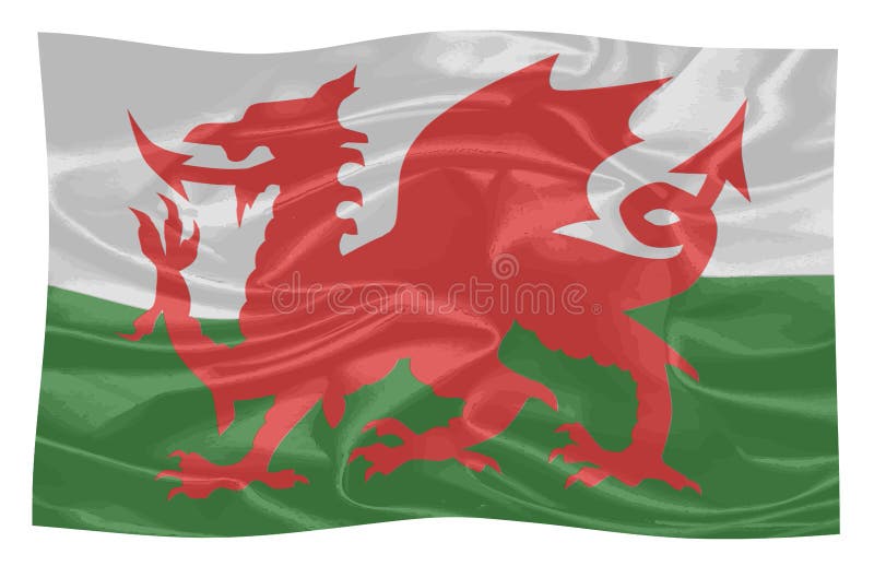 Un drapeau national de dragon de tissu du Pays de Galles illustration de vecteur Un drapeau national de dragon de tissu du Pays de Galles illustration de vecteur