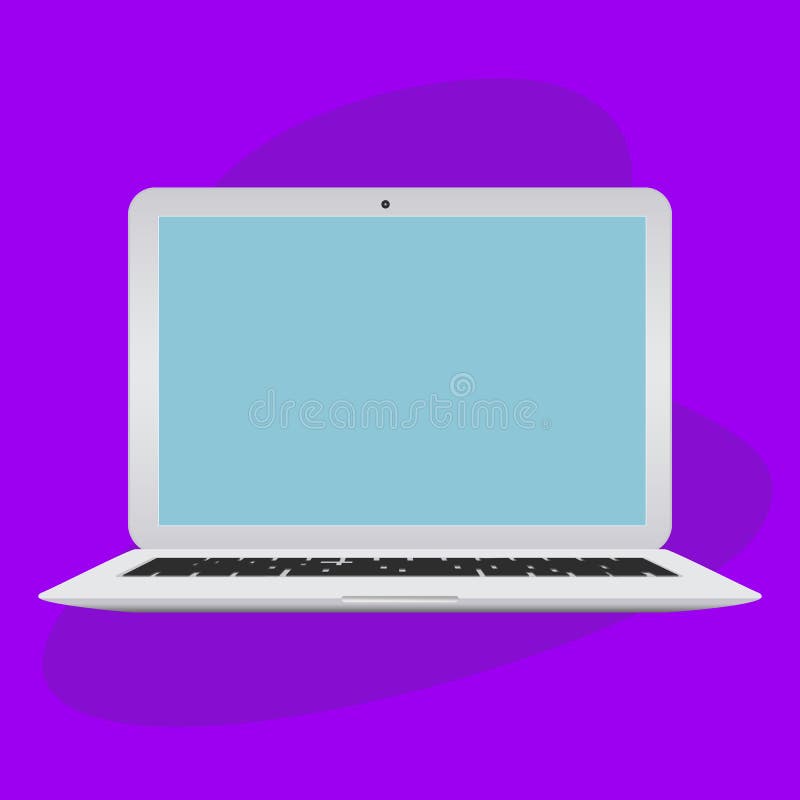 Un ecran laptop. poate fi utilizat cu imagini personalizate. pe fond violet. ilustrare vector stoc