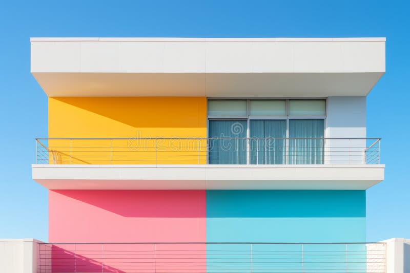 Un edificio multicolore con balcone e balconi illustrazione vettoriale