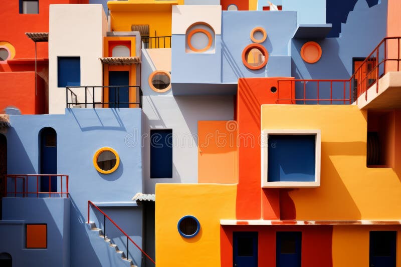 Un edificio multicolore con molte finestre e finestre royalty illustrazione gratis