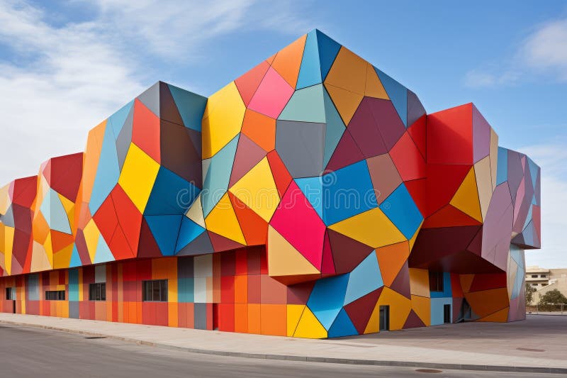 Un edificio multicolore sul lato di una strada royalty illustrazione gratis