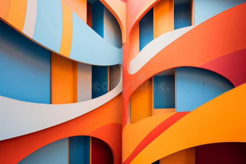 Un edificio a più colori con un design a spirale illustrazione di stock