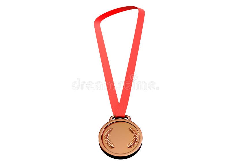 Un ejemplo 3d de una medalla de cobre amarillo
