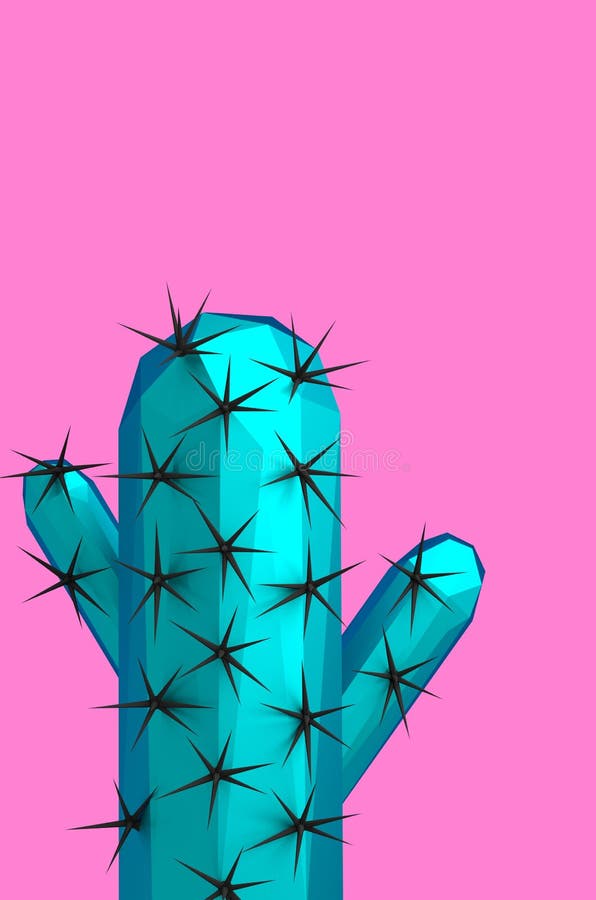 Un ejemplo polivinílico bajo del estilo 3D del cactus azulverde stock de ilustración Un ejemplo polivinílico bajo del estilo 3D del cactus azulverde stock de ilustración