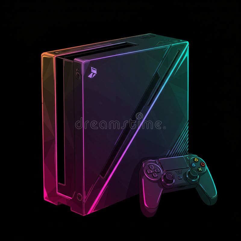 Un'elegante console futuristica con un design geometrico illuminato illustrazione vettoriale