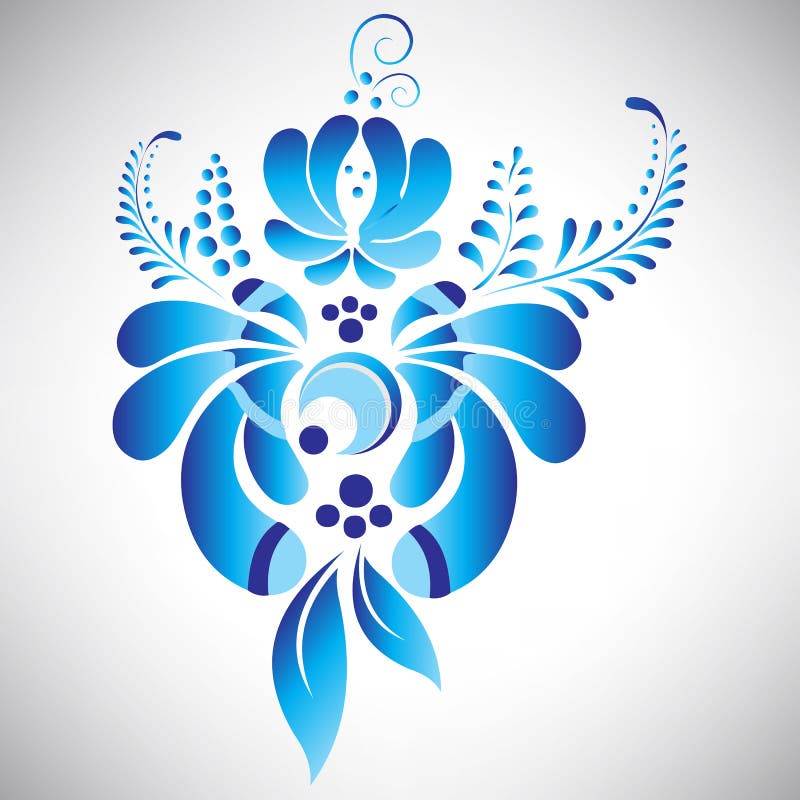 Un element albastru albastru abstract în stilul gzhel rusesc pentru design royalty free illustration
