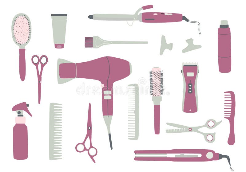 Outils De Peigne Et De Ciseaux De Coiffeur Pour La Coiffure Démêler Et  Sectionner Les Icônes Isolées De Coupe Et De Coupe De Cheveux