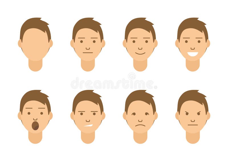Un ensemble d'émotions 8 types de visages masculins Les différents modes dirigent des images illustration de vecteur Un ensemble d'émotions 8 types de visages masculins Les différents modes dirigent des images illustration de vecteur