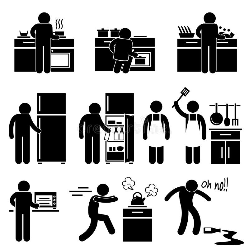 Homme faisant cuire le lavage au pictogramme de cuisine illustration libre de droits Homme faisant cuire le lavage au pictogramme de cuisine illustration libre de droits