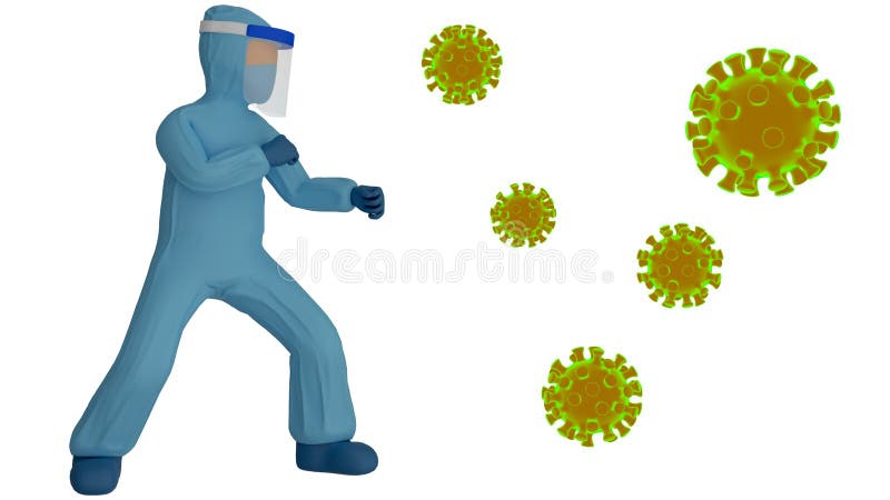 Un Equipo De Protección Personal De Dibujos Animados 3d Lucha Contra Los  Virus. Stock de ilustración - Ilustración de médico, prevenga: 225698791