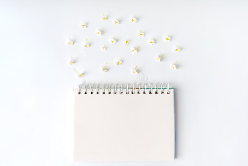 Un espace de travail avec papier de note et composition florale lilas. magnifique arrière-plan de ressort avec espace pour la vue photos libres de droits
