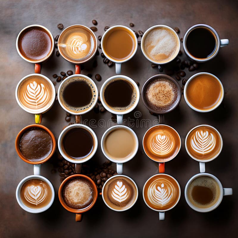 Un'esposizione vibrante di bobine di caffè. generazione di contenuti ai. illustrazione vettoriale