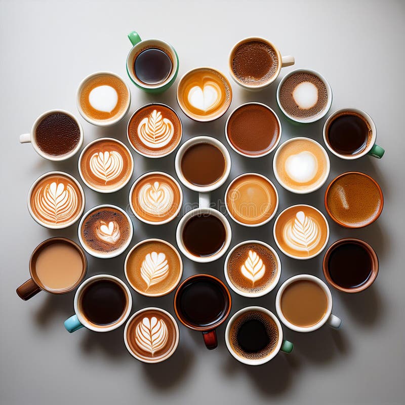 Un'esposizione vibrante di bobine di caffè. generazione di contenuti ai. illustrazione di stock