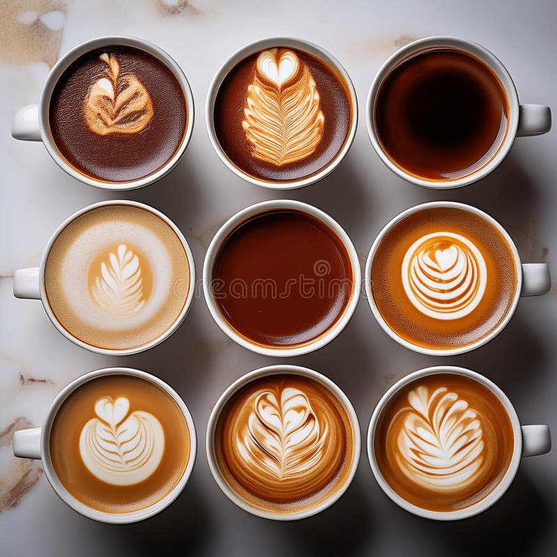 Un'esposizione vibrante di bobine di caffè. generazione di contenuti ai. illustrazione vettoriale