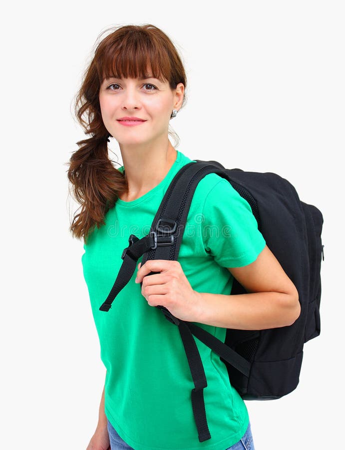 Un femme avec le sac à dos photos stock Un femme avec le sac à dos photos stock